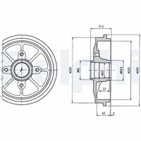 DELPHI BF484 - Lado de montaje: Eje trasero<br>año construcción hasta: 11/2004<br>Dinámica de frenado / conducción: para vehículos con ABS<br>para número DAM hasta: 1025488<br>Diámetro interior de tambor de freno [mm]: 203<br>H tamb. freno interna [mm]: 47<br>corona de agujeros - Ø [mm]: 108<br>H tamb. freno total [mm]: 72<br>Diámetro exterior del tambor de freno [mm]: 247<br>Número de orificios: 4<br>Diámetro de centrado [mm]: 52<br>