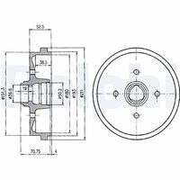 DELPHI BF96 - Lado de montaje: Eje trasero<br>Dinámica de frenado / conducción: para vehículos con ABS<br>Diámetro interior de tambor de freno [mm]: 200<br>H tamb. freno interna [mm]: 50<br>corona de agujeros - Ø [mm]: 100<br>H tamb. freno total [mm]: 81<br>Diámetro exterior del tambor de freno [mm]: 240<br>Número de orificios: 4<br>Diámetro de centrado [mm]: 39,8<br>