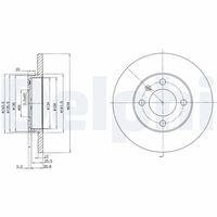 DELPHI BG2116 - Lado de montaje: Eje delantero<br>Número de PR: 1LG<br>Número de PR: 1ZD<br>Tipo de disco de frenos: ventilado<br>Número de orificios: 4<br>Homologación: E1 90R-02C0957/2559<br>Superficie: aceitado<br>Diámetro exterior [mm]: 239<br>Espesor de disco de frenos [mm]: 20<br>Espesor mínimo [mm]: 18<br>Diámetro de centrado [mm]: 65<br>Altura [mm]: 39<br>