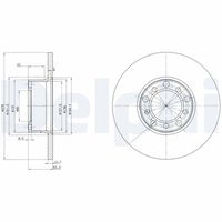 DELPHI BG2259 - Lado de montaje: Eje trasero<br>Tipo de disco de frenos: macizo<br>Número de orificios: 5<br>Homologación: E1 90R-02C0241/0160<br>Superficie: aceitado<br>Diámetro exterior [mm]: 279<br>Espesor de disco de frenos [mm]: 10<br>Espesor mínimo [mm]: 8,3<br>Diámetro de centrado [mm]: 67<br>Altura [mm]: 69,5<br>