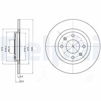 DELPHI BG2308 - Lado de montaje: Eje delantero<br>Altura [mm]: 27,5<br>Tipo de disco de frenos: ventilación interna<br>Espesor de disco de frenos [mm]: 20,4<br>Espesor mínimo [mm]: 18,5<br>Número de taladros: 2<br>Diámetro exterior [mm]: 266<br>Número de orificios: 4<br>Diámetro de centrado [mm]: 66,1<br>corona de agujeros - Ø [mm]: 108<br>Superficie: revestido<br>