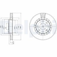 DELPHI BG2443 - Lado de montaje: Eje delantero<br>Altura [mm]: 41<br>Tipo de disco de frenos: ventilación interna<br>Espesor de disco de frenos [mm]: 24<br>Espesor mínimo [mm]: 21<br>Número de taladros: 1<br>Diámetro exterior [mm]: 256<br>Número de orificios: 6<br>Diámetro de centrado [mm]: 60<br>corona de agujeros - Ø [mm]: 100<br>