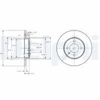 DELPHI BG2454 - Lado de montaje: Eje trasero<br>Número de PR: 1KD<br>Número de PR: 1KK<br>Tipo de disco de frenos: macizo<br>Número de orificios: 4<br>Homologación: E1 90R-02C0527/1870<br>Superficie: aceitado<br>Diámetro exterior [mm]: 226<br>Espesor de disco de frenos [mm]: 10,1<br>Espesor mínimo [mm]: 8<br>Diámetro de centrado [mm]: 50,2<br>Altura [mm]: 71,1<br>