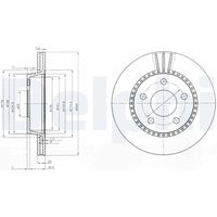 DELPHI BG2519 - Lado de montaje: Eje delantero<br>Tipo de disco de frenos: ventilado<br>Número de orificios: 5<br>Homologación: E1 90R-02C0289/1668<br>Superficie: aceitado<br>Diámetro exterior [mm]: 276<br>Espesor de disco de frenos [mm]: 25<br>Espesor mínimo [mm]: 23<br>Diámetro de centrado [mm]: 68<br>Altura [mm]: 46,2<br>