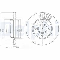 DELPHI BG2699 - Lado de montaje: Eje delantero<br>Tamaño de llanta [pulgada]: 15,0<br>Altura [mm]: 47<br>Tipo de disco de frenos: ventilación interna<br>Espesor de disco de frenos [mm]: 24<br>Espesor mínimo [mm]: 22,2<br>Diámetro exterior [mm]: 278<br>Número de orificios: 4<br>Diámetro de centrado [mm]: 63,7<br>corona de agujeros - Ø [mm]: 108<br>