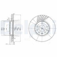 DELPHI BG3142 - Lado de montaje: Eje delantero<br>Altura [mm]: 42<br>Tipo de disco de frenos: ventilación interna<br>Espesor de disco de frenos [mm]: 25<br>Espesor mínimo [mm]: 22<br>Número de taladros: 3<br>Diámetro exterior [mm]: 308<br>Número de orificios: 5<br>Diámetro de centrado [mm]: 70<br>corona de agujeros - Ø [mm]: 110<br>Superficie: revestido<br>