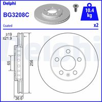 DELPHI BG3036 - Lado de montaje: Eje delantero<br>Número de PR: 1LN<br>Número de PR: 1ZH<br>Número de PR: 1ZE<br>Número de PR: 1ZD<br>Tipo de disco de frenos: ventilado<br>Número de orificios: 5<br>Homologación: E1 90R-02C0300/1195<br>Superficie: revestido<br>Diámetro exterior [mm]: 288<br>Espesor de disco de frenos [mm]: 25<br>Espesor mínimo [mm]: 22<br>Diámetro de centrado [mm]: 65<br>Altura [mm]: 34,2<br>