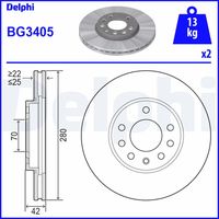 DELPHI BG3405 - Lado de montaje: Eje trasero<br>Tipo de disco de frenos: macizo<br>Número de orificios: 4<br>Homologación: E1 90R-02C0100/1602<br>Superficie: aceitado<br>Diámetro exterior [mm]: 240<br>Espesor de disco de frenos [mm]: 10<br>Espesor mínimo [mm]: 8<br>Diámetro de centrado [mm]: 57<br>Altura [mm]: 42<br>