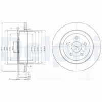 DELPHI BG3593 - Lado de montaje: Eje trasero<br>Tipo de disco de frenos: macizo<br>Espesor de disco de frenos [mm]: 9<br>Número de orificios: 5<br>Altura [mm]: 53<br>Diámetro de centrado [mm]: 57<br>Diámetro exterior [mm]: 270<br>Espesor mínimo [mm]: 7,3<br>Par apriete [Nm]: 129<br>