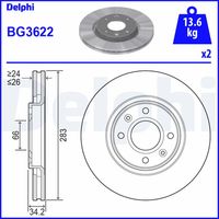 DELPHI BG3622 - Lado de montaje: Eje trasero<br>Altura [mm]: 73,2<br>Tipo de disco de frenos: macizo<br>Espesor de disco de frenos [mm]: 12<br>Espesor mínimo [mm]: 10,5<br>Diámetro exterior [mm]: 268<br>Número de orificios: 4<br>Diámetro de centrado [mm]: 30<br>corona de agujeros - Ø [mm]: 108<br>Superficie: revestido<br>Artículo complementario / información complementaria 2: con anillo sensor ABS<br>Artículo complementario / información complementaria 2: con cojinete rueda<br>