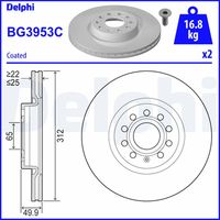 COMLINE ADC2613 - Lado de montaje: Eje delantero<br>Número de PR: 1ZA<br>Número de PR: 1ZD<br>Número de PR: 1ZK<br>Número de PR: 1ZL<br>Altura [mm]: 49,5<br>Tipo de disco de frenos: ventilación interna<br>Espesor de disco de frenos [mm]: 25<br>Espesor mínimo [mm]: 22<br>Número de taladros: 5<br>Diámetro exterior [mm]: 312<br>Número de orificios: 5<br>Diámetro de centrado [mm]: 65<br>corona de agujeros - Ø [mm]: 112<br>Superficie: revestido<br>