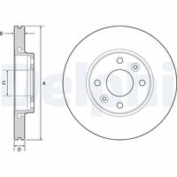 DELPHI BG4459C - Lado de montaje: Eje delantero<br>Altura [mm]: 44<br>Tipo de disco de frenos: ventilación interna<br>Espesor de disco de frenos [mm]: 22<br>Espesor mínimo [mm]: 20<br>Número de taladros: 2<br>Diámetro exterior [mm]: 258<br>Número de orificios: 4<br>Diámetro de centrado [mm]: 61<br>corona de agujeros - Ø [mm]: 100<br>Superficie: revestido<br>