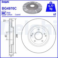 COMLINE ADC2954V - Lado de montaje: Eje delantero<br>Tipo de disco de frenos: ventilación interna<br>Espesor de disco de frenos [mm]: 23<br>Número de orificios: 5<br>Artículo complementario / información complementaria 2: con tornillos<br>Altura [mm]: 37<br>Diámetro de centrado [mm]: 67<br>Diámetro exterior [mm]: 298<br>Procesamiento: altamente carbonizado<br>Superficie: revestido<br>Espesor mínimo [mm]: 21,4<br>