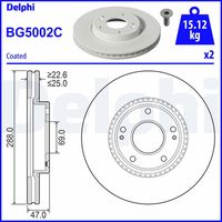 COMLINE ADC2846 - Diámetro exterior [mm]: 288<br>Espesor de disco de frenos [mm]: 25<br>Espesor mínimo [mm]: 23<br>Altura [mm]: 47<br>Llanta, nº de taladros: 5<br>Tipo de disco de frenos: ventilado<br>Diamétro cubo[mm]: 69<br>corona de agujeros - Ø [mm]: 114,3<br>Lado de montaje: Eje delantero<br>