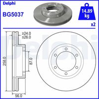 BLUE PRINT ADG04337 - Lado de montaje: Eje delantero<br>corona de agujeros - Ø [mm]: 87<br>Altura [mm]: 56,5<br>Diámetro exterior [mm]: 258,2<br>Espesor de disco de frenos [mm]: 26<br>Espesor mínimo [mm]: 24<br>Número de taladros: 6<br>Tipo de disco de frenos: ventilado<br>Homologación: ECE R90 APPROVED<br>Superficie: barnizado<br>