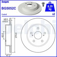 BREMBO 09E22911 - Lado de montaje: Eje trasero<br>Tipo de disco de frenos: macizo<br>Espesor de disco de frenos [mm]: 10<br>Número de orificios: 5<br>Altura [mm]: 47,3<br>Diámetro de centrado [mm]: 62<br>Diámetro exterior [mm]: 274<br>Superficie: revestido<br>Espesor mínimo [mm]: 8,5<br>