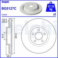 COMLINE ADC5083V - año construcción desde: 06/2018<br>Lado de montaje: Eje delantero<br>Vehículo especial: no para veh. alquiler<br>Vehículo especial: no para taxis<br>Altura [mm]: 48,5<br>Tipo de disco de frenos: ventilación interna<br>Espesor de disco de frenos [mm]: 25<br>Espesor mínimo [mm]: 23<br>Diámetro exterior [mm]: 300<br>Número de orificios: 5<br>Diámetro de centrado [mm]: 63,5<br>corona de agujeros - Ø [mm]: 108<br>Superficie: revestido<br>Diámetro de orificio para perno de rueda [mm]: 15,8<br>