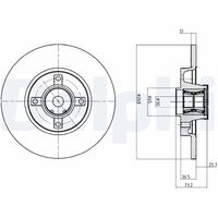 DELPHI BG3622 - Lado de montaje: Eje trasero<br>Altura [mm]: 73,2<br>Tipo de disco de frenos: macizo<br>Espesor de disco de frenos [mm]: 12<br>Espesor mínimo [mm]: 10,5<br>Diámetro exterior [mm]: 268<br>Número de orificios: 4<br>Diámetro de centrado [mm]: 30<br>corona de agujeros - Ø [mm]: 108<br>Superficie: revestido<br>Artículo complementario / información complementaria 2: con anillo sensor ABS<br>Artículo complementario / información complementaria 2: con cojinete rueda<br>