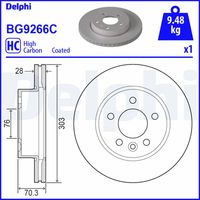 COMLINE ADC5043V - año construcción desde: 08/2018<br>Lado de montaje: Eje trasero<br>Número de PR: 1LB<br>Altura [mm]: 97,8<br>Tipo de disco de frenos: ventilación interna<br>Espesor de disco de frenos [mm]: 28<br>Espesor mínimo [mm]: 25<br>Diámetro exterior [mm]: 303<br>Número de orificios: 6<br>Diámetro de centrado [mm]: 120<br>corona de agujeros - Ø [mm]: 145<br>Superficie: revestido<br>