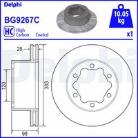 COMLINE ADC5043V - año construcción desde: 08/2018<br>Lado de montaje: Eje trasero<br>Número de PR: 1LB<br>Altura [mm]: 97,8<br>Tipo de disco de frenos: ventilación interna<br>Espesor de disco de frenos [mm]: 28<br>Espesor mínimo [mm]: 25<br>Diámetro exterior [mm]: 303<br>Número de orificios: 6<br>Diámetro de centrado [mm]: 120<br>corona de agujeros - Ø [mm]: 145<br>Superficie: revestido<br>