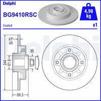 DELPHI BG3620 - Lado de montaje: Eje trasero<br>N.º de chasis (VIN) hasta: 03122017<br>Altura [mm]: 69,1<br>Tipo de disco de frenos: macizo<br>Espesor de disco de frenos [mm]: 9<br>Espesor mínimo [mm]: 8<br>Diámetro exterior [mm]: 249<br>Número de orificios: 4<br>Diámetro de centrado [mm]: 30<br>corona de agujeros - Ø [mm]: 108<br>Superficie: revestido<br>Artículo complementario / información complementaria 2: con anillo sensor ABS<br>Artículo complementario / información complementaria 2: con cojinete rueda<br>