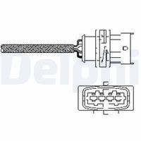 DELPHI ES1078912B1 - Sonda lambda: Sonda de regulación<br>Lado de montaje: delante del catalizador<br>Número de conexiones: 4<br>Longitud [mm]: 525<br>