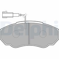 DELPHI LP1750 - Lado de montaje: Eje delantero<br>para el tipo de serie del modelo: 1.8 Tonne<br>Código FMSI: D1197-8317<br>Homologación: E9 90R-02A0841/3290<br>Número de WVA: 23603 21799<br>Sistema de frenos: TRW<br>Artículo complementario / información complementaria 2: Chapa antichirridos<br>Artículo complementario/Información complementaria: con accesorios<br>Material del forro de fricción: Low-Metallic<br>Contacto avisador de desgaste: con contacto avisador de desgaste<br>Ancho 1 [mm]: 160,1<br>Ancho 2 [mm]: 159,8<br>Altura 1 [mm]: 63,1<br>Altura 2 [mm]: 63,1<br>Espesor/grosor 1 [mm]: 19,2<br>Espesor/grosor 2 [mm]: 19,2<br>