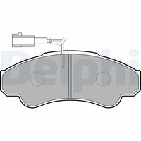 DELPHI LP1751 - Lado de montaje: Eje delantero<br>año construcción desde: 02/2002<br>para el tipo de serie del modelo: 1.0 & 1.4 Tonne<br>Código FMSI: D1198-8318<br>Homologación: E9 90R-01841/627<br>Número de WVA: 23917 23918<br>Sistema de frenos: Brembo<br>Artículo complementario / información complementaria 2: Chapa antichirridos<br>Artículo complementario/Información complementaria: con accesorios<br>Material del forro de fricción: Low-Metallic<br>Contacto avisador de desgaste: con contacto avisador de desgaste<br>Ancho 1 [mm]: 140,9<br>Ancho 2 [mm]: 140,5<br>Altura 1 [mm]: 65,7<br>Altura 2 [mm]: 65,7<br>Espesor/grosor 1 [mm]: 19,1<br>Espesor/grosor 2 [mm]: 19,1<br>