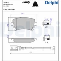 DELPHI LP1911 - año construcción desde: 11/2019<br>Lado de montaje: Eje delantero<br>Número de PR: 2E4<br>Espesor [mm]: 19<br>Longitud [mm]: 170,7<br>Ancho [mm]: 79,1<br>Contacto avisador de desgaste: con contacto avisador de desgaste<br>Número de WVA: 26270<br>