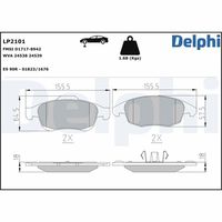 DELPHI LP2101 - Lado de montaje: Eje trasero<br>Espesor [mm]: 16,6<br>Longitud [mm]: 87<br>Ancho [mm]: 53<br>Contacto avisador de desgaste: excl. contacto de avisador de desgaste<br>Sistema de frenos: Lucas <br>Número de WVA: 20961<br>