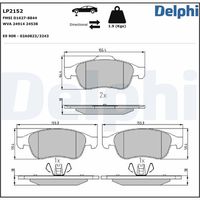 DELPHI LP2152 - Lado de montaje: Eje delantero<br>Espesor [mm]: 18,1<br>Homologación: R90 Homologated<br>Longitud [mm]: 155,2<br>Ancho [mm]: 59,5<br>Ancho [mm]: 64,8<br>Peso [kg]: 1,772<br>Altura 1 [mm]: 59,5<br>Altura 2 [mm]: 64,8<br>Contacto avisador de desgaste: no preparado para indicador de desgaste<br>Sistema de frenos: ATE<br>Tipo de envase: caja<br>Número de WVA: 24538<br>Número de WVA: 24914<br>long. de embalaje [cm]: 20,6<br>Ancho de embalaje [cm]: 12,2<br>h embalaje [cm]: 7,8<br>