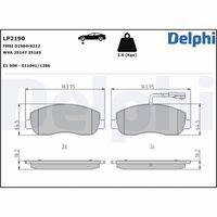 DELPHI LP2190 - Lado de montaje: Eje trasero<br>Neumáticos: para neumáticos gemelos<br>Espesor [mm]: 17,6<br>Longitud [mm]: 163,5<br>Ancho [mm]: 62,4<br>Contacto avisador de desgaste: con contacto de aviso de desgaste incorporado<br>Sistema de frenos: Brembo  <br>Número de WVA: 25172<br>Número de WVA: 25173<br>