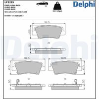 DELPHI LP2295 - Lado de montaje: Eje delantero<br>Espesor [mm]: 18<br>Longitud [mm]: 132,8<br>Ancho [mm]: 60<br>Contacto avisador de desgaste: con avisador acústico de desgaste<br>Artículo complementario/Información complementaria: con orificios para chapa antichirridos<br>Sistema de frenos: Bosch<br>Número de WVA: 25692<br>Número de WVA: 25693<br>Número de WVA: 25694<br>