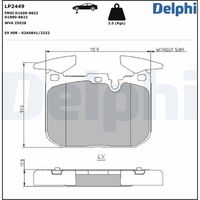 DELPHI LP2449 - Lado de montaje: Eje trasero<br>Frenos: para vehículos con sistema de frenos estándar<br>para diámetro disco de freno [mm]: 300<br>Código FMSI: D1613-8826<br>Homologación: E9 90R-01825/3121<br>Sistema de frenos: Continental<br>Artículo complementario / información complementaria 2: Chapa antichirridos<br>Artículo complementario/Información complementaria: sin accesorios<br>Material del forro de fricción: Low-Metallic<br>Contacto avisador de desgaste: preparado para indicador desgaste<br>Ancho 1 [mm]: 123,2<br>Ancho 2 [mm]: 123,2<br>Altura 1 [mm]: 45,7<br>Altura 2 [mm]: 47,1<br>Espesor/grosor 1 [mm]: 17<br>Espesor/grosor 2 [mm]: 17<br>Número de WVA: 25307<br>Número de WVA: 25308<br>