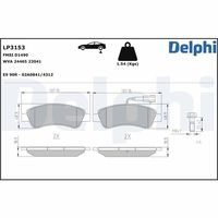 DELPHI LP2498 - Lado de montaje: Eje delantero<br>Peso total autorizado [kg]: 4000<br>Código FMSI: D1540-8972 D1540-897<br>Homologación: E9 90R-02A0841/3768<br>Número de WVA: 24466 24467<br>Sistema de frenos: Brembo<br>Artículo complementario / información complementaria 2: Chapa antichirridos<br>Artículo complementario/Información complementaria: sin accesorios<br>Material del forro de fricción: Low-Metallic<br>Contacto avisador de desgaste: con contacto avisador de desgaste<br>Ancho 1 [mm]: 169,3<br>Ancho 2 [mm]: 169,3<br>Altura 1 [mm]: 69,1<br>Altura 2 [mm]: 69,1<br>Espesor/grosor 1 [mm]: 19<br>Espesor/grosor 2 [mm]: 19<br>