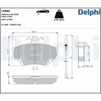 DELPHI LP885 - Juego de pastilla, freno de estacionamiento de disco