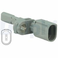 DELPHI SS20002 - Lado de montaje: Eje delantero, izquierda<br>Cantidad: 1<br>Tipo de sensor: Sensor activo<br>Cantidad de polos ocupados: 2<br>