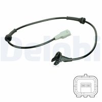 DELPHI SS20233 - Lado de montaje: Eje delantero<br>Cantidad: 2<br>Tipo de sensor: Sensor activo<br>Cantidad de polos ocupados: 2<br>Longitud de cable [mm]: 690<br>