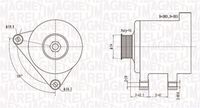 MAGNETI MARELLI MQA1509 - año construcción hasta: 12/2002<br>Equipamiento de vehículo: para vehículos con climatizador<br>Corriente de carga alternador [A]: 150<br>Modelo red de a bordo: para vehículos con red de a bordo 12V<br>Tensión [V]: 14<br>Poleas: con polea de rueda libre<br>poleas - Ø [mm]: 54<br>Número de nervaduras: 6<br>Pinza: M8 B+<br>Pinza: M5 D+<br>ID del modelo de conector: 0230<br>Diámetro de orificio 1 [mm]: 10<br>peso neto [kg]: 7,1<br>