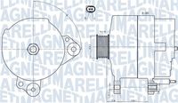 MAGNETI MARELLI MQA1817 - Corriente de carga alternador [A]: 140<br>Modelo red de a bordo: para vehículos con red de a bordo 12V<br>Tensión [V]: 14<br>Poleas: con polea de rueda libre<br>poleas - Ø [mm]: 49<br>Número de nervaduras: 6<br>Pinza: M8 B+<br>Pinza: L-DFM<br>ID del modelo de conector: 0121<br>Diámetro de orificio 1 [mm]: 8,5<br>peso neto [kg]: 6,8<br>