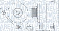 MAGNETI MARELLI MQA2011 - Corriente de carga alternador [A]: 140<br>Modelo red de a bordo: para vehículos con red de a bordo 12V<br>Tensión [V]: 14<br>Poleas: con polea de rueda libre<br>poleas - Ø [mm]: 56<br>Número de nervaduras: 6<br>Pinza: M8 B+<br>Pinza: L-DFM<br>ID del modelo de conector: 0121<br>Diámetro de orificio 1 [mm]: 8<br>peso neto [kg]: 6,8<br>