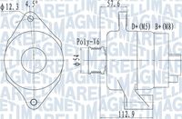 MAGNETI MARELLI MQA2050 - Código de motor: 198 A6.000<br>Tensión [V]: 14<br>Corriente de carga alternador [A]: 100<br>Poleas: con polea<br>poleas - Ø [mm]: 53<br>