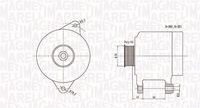 MAGNETI MARELLI MQA825 - Código de motor: T8A (DJ5T)<br>Tensión [V]: 14<br>Corriente de carga alternador [A]: 110<br>Poleas: con polea<br>poleas - Ø [mm]: 55<br>