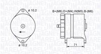 MAGNETI MARELLI MQA1438 - Tensión nominal [V]: 28<br>Corriente de carga alternador [A]: 55<br>Sentido de giro: Sentido de giro a la derecha (horario)<br>Poleas: con polea doble<br>Número de canales: 2<br>poleas - Ø [mm]: 86,5<br>Longitud [mm]: 169<br>Tensión [V]: 28<br>Posición/Grado: L 20<br>Peso [kg]: 5,617<br>Protección antipolvo: con protección contra el polvo<br>Número de nervaduras: 2<br>