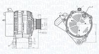 MAGNETI MARELLI MQA733 - Equipamiento de vehículo: para vehículos con climatizador<br>Corriente de carga alternador [A]: 90<br>Modelo red de a bordo: para vehículos con red de a bordo 12V<br>Tensión [V]: 14<br>poleas - Ø [mm]: 50<br>Número de nervaduras: 6<br>Pinza: M8 B+<br>Pinza: D+ W Plug 25<br>ID del modelo de conector: 0025<br>Diámetro de orificio 1 [mm]: 8<br>peso neto [kg]: 5,5<br>