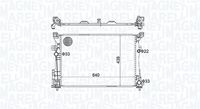 MAGNETI MARELLI BM1586 - Longitud de red [mm]: 640<br>Ancho de red [mm]: 438<br>Profundidad de red [mm]: 26<br>Material aletas refrigeradoras: Aluminio<br>Material depósitos de agua (radiador): Plástico<br>Tipo radiador: Aletas refrigeración soldadas<br>