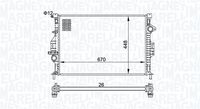 MAGNETI MARELLI BM1587 - Código de motor: JTWA<br>Código de motor: JTWB<br>Ancho de red [mm]: 448<br>Profundidad de red [mm]: 23<br>Longitud de red [mm]: 670<br>Tipo radiador: Aletas refrigeración unidas mecánicamente<br>