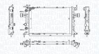 MAGNETI MARELLI BM1946 - Longitud de red [mm]: 600<br>Ancho de red [mm]: 369<br>Profundidad de red [mm]: 40<br>Material aletas refrigeradoras: Aluminio<br>Material depósitos de agua (radiador): Plástico<br>Tipo radiador: Aletas refrigeración unidas mecánicamente<br>