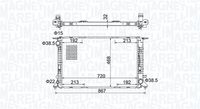 MAGNETI MARELLI BM1958 - año construcción desde: 06/2011<br>Código de motor: CHVA<br>Clase de caja de cambios: Transmisión automática CVT (continua)<br>Longitud de red [mm]: 720<br>Profundidad de red [mm]: 34<br>Ancho de red [mm]: 468<br>Tipo radiador: Aletas refrigeración unidas mecánicamente<br>