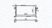 MAGNETI MARELLI BM977 - Longitud de red [mm]: 600<br>Ancho de red [mm]: 340<br>Profundidad de red [mm]: 25<br>Material aletas refrigeradoras: Aluminio<br>Material depósitos de agua (radiador): Plástico<br>Tipo radiador: Aletas refrigeración unidas mecánicamente<br>